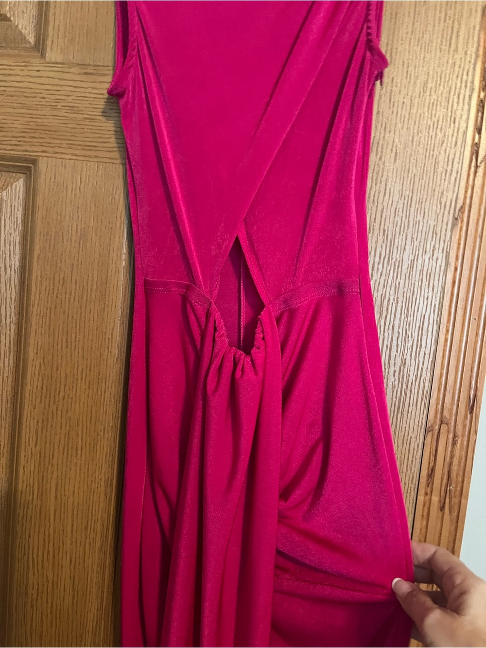 AKIRA Hot Pink Draped Maxi Dress - Picture 2 of 4